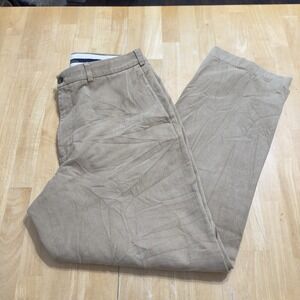 Brooks Brothers Mens Hudson Pants Chino Khaki Tan Woven Cotton Straight Sz 38/34